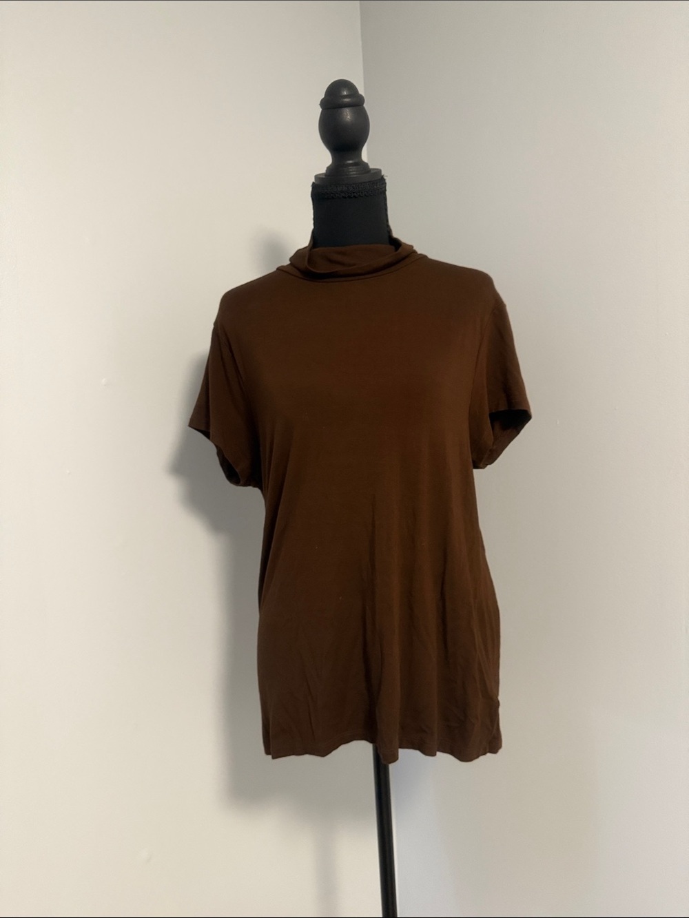 Lauren Ralph Lauren Brown Short-Sleeve Mock Neck Tee